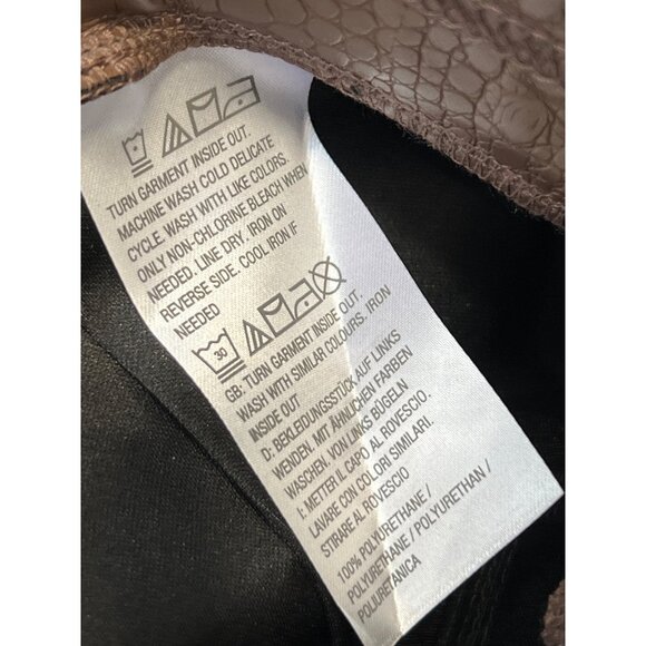 Isaac Mizrahi Live Regular Faux Croc Leather Slim Ankle Pants Cocoa Brown 0 - Picture 5 of 7